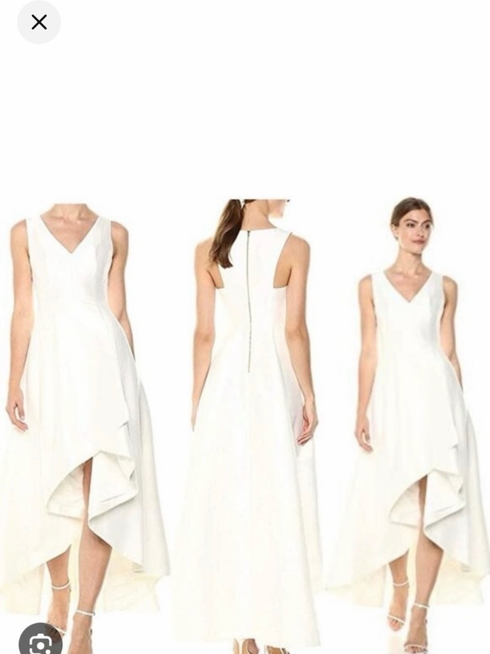 Calvin Klein Cream High-Low V-Neck Dress